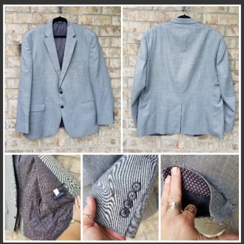 Chaps GRAY SuitBlazer Jacket Sport Coat (Mens  46R) 2-Button  3-pockets on front